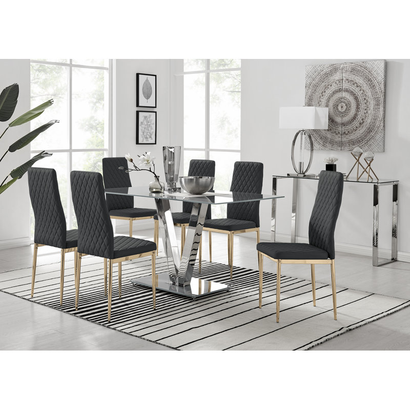 Metro Lane Samirah Dining Set with 6 Chairs & Reviews Wayfair.co.uk